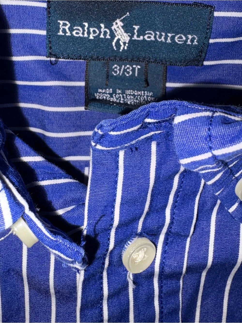 Ralph Lauren striped button down shirt boy's sz 3/3T EUC LN